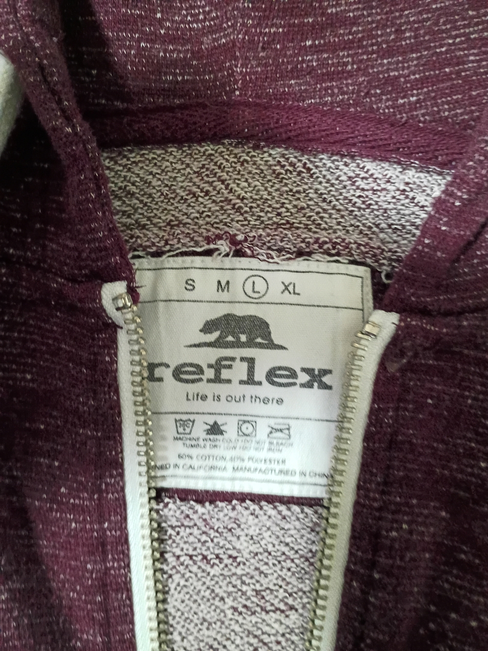 Reflex Maroon and Light Gray Heather Zip-Up Hoodie - Picture 2 of 3